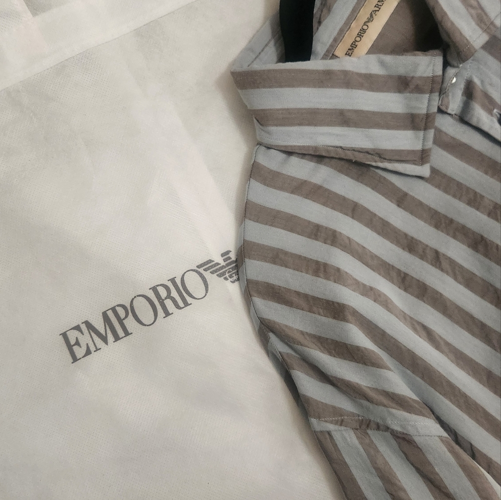 Emporio Armani Taupe and Charcoal Shirt